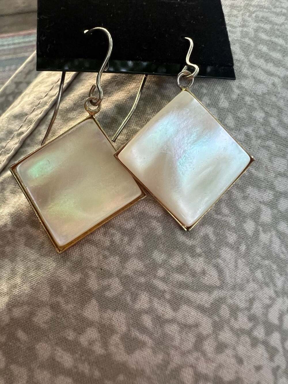 Mona So Geometric Mother of Pearl Drop Earrings